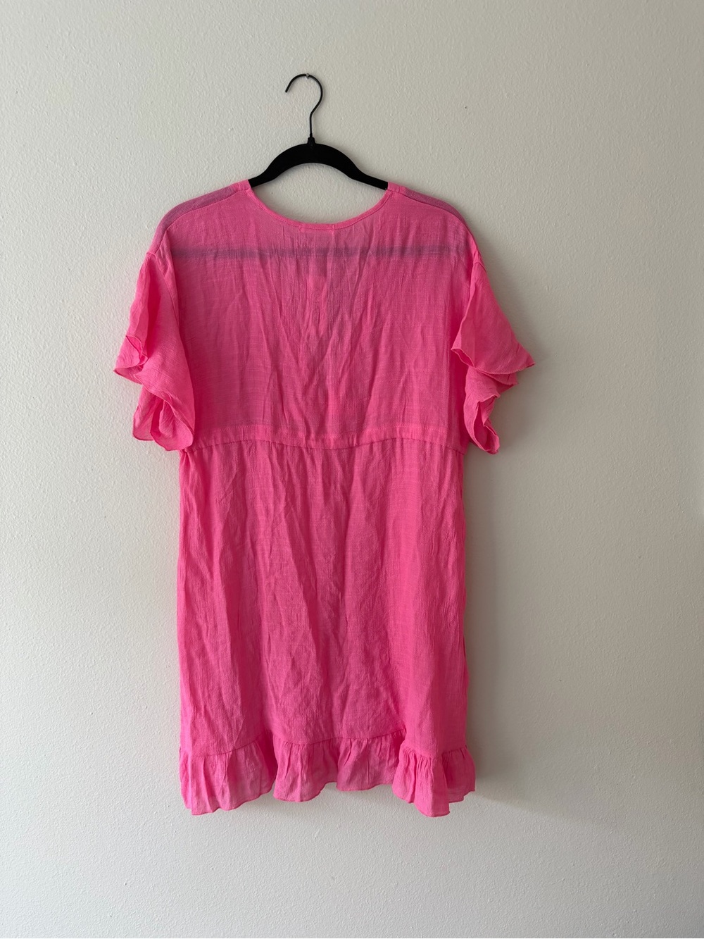 Hot Pink V-Neck Ruffle Dress - Picture 6 of 6